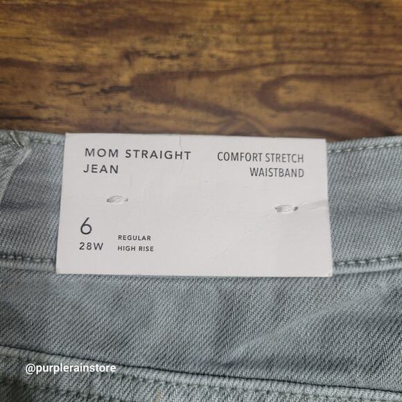 American Eagle Mom Jeans 6 Straight Sage Green Comfort Stretch Waistband NWT - Picture 3 of 13